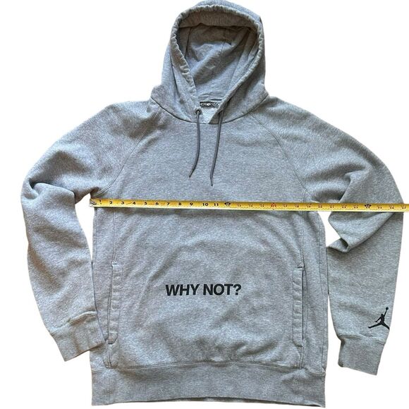 Jordan "Why Not?" Hoodie Mens Medium Ash Gray Stamped Aglet Ties EUC Michael - Picture 7 of 9